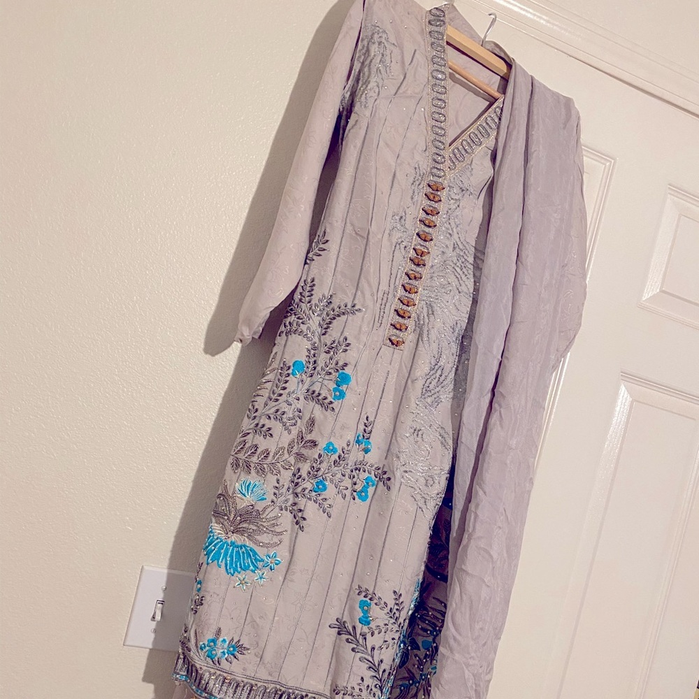 Pakistani shalwar kameez with trouser and dupatta